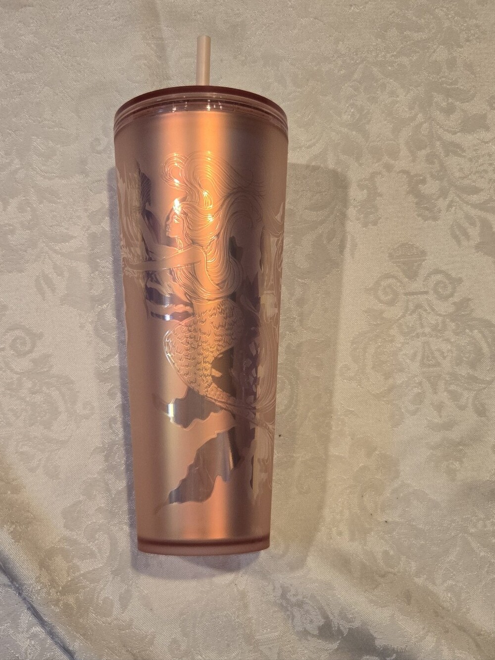 Rose Gold Starbucks Metallic Mermaid Tumbler with Straw
